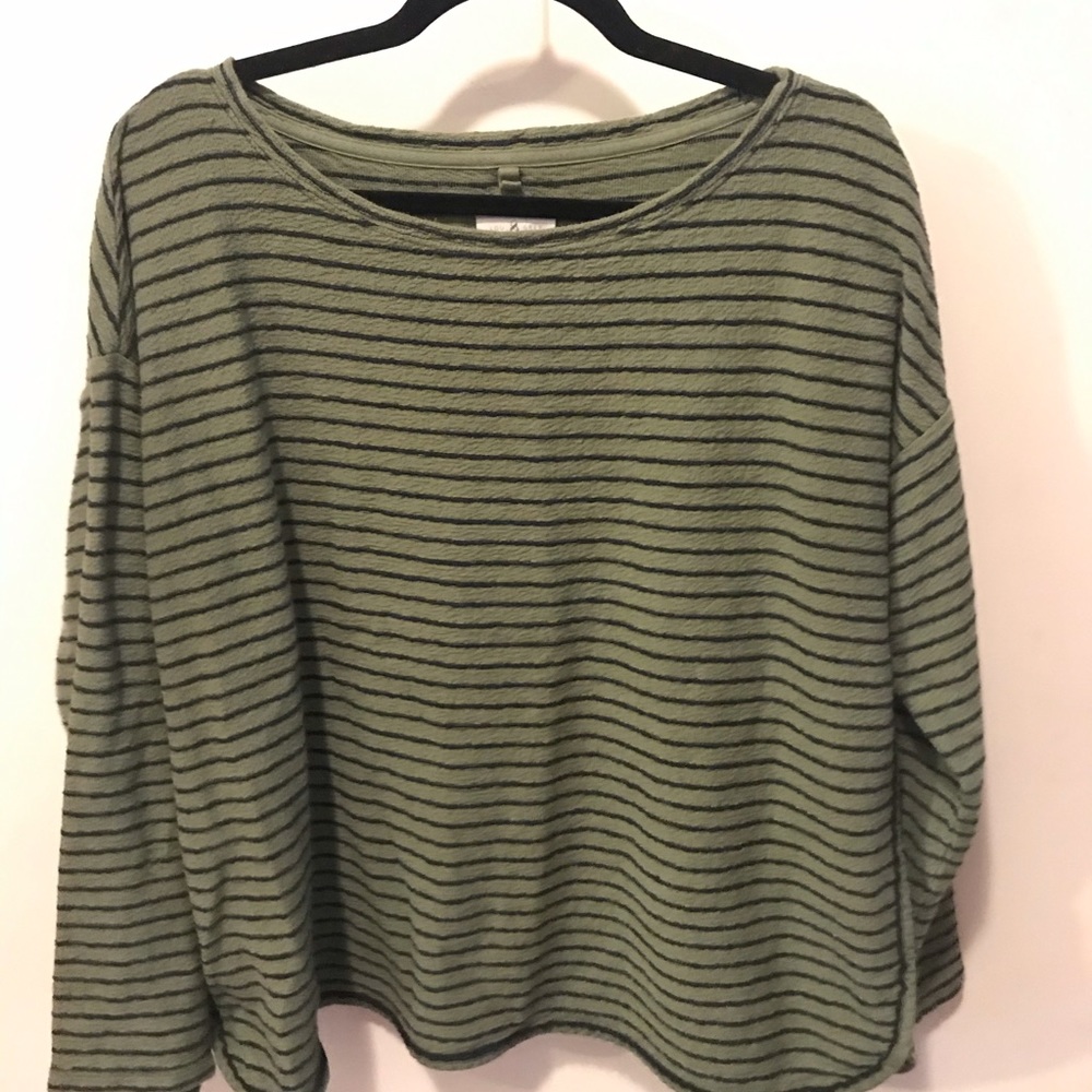 Lou & Grey green and navy striped sweater